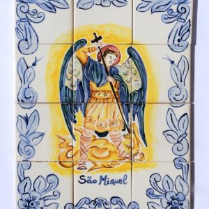 Painel 12 azulejos Arcanjo São Miguel