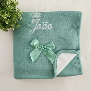 Manta polar verde personalizada para bebé